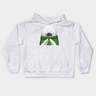 Cute Seal Wearing Green Sweater Kids Hoodie